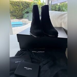 Saint Laurent Black Suede Chelsea Ankle Boots